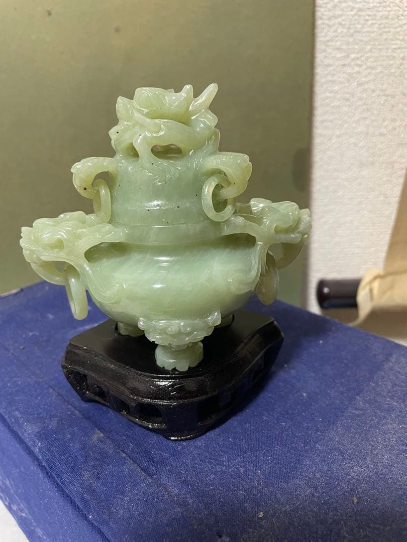 中国美術　玉石香炉　時代物　中国製