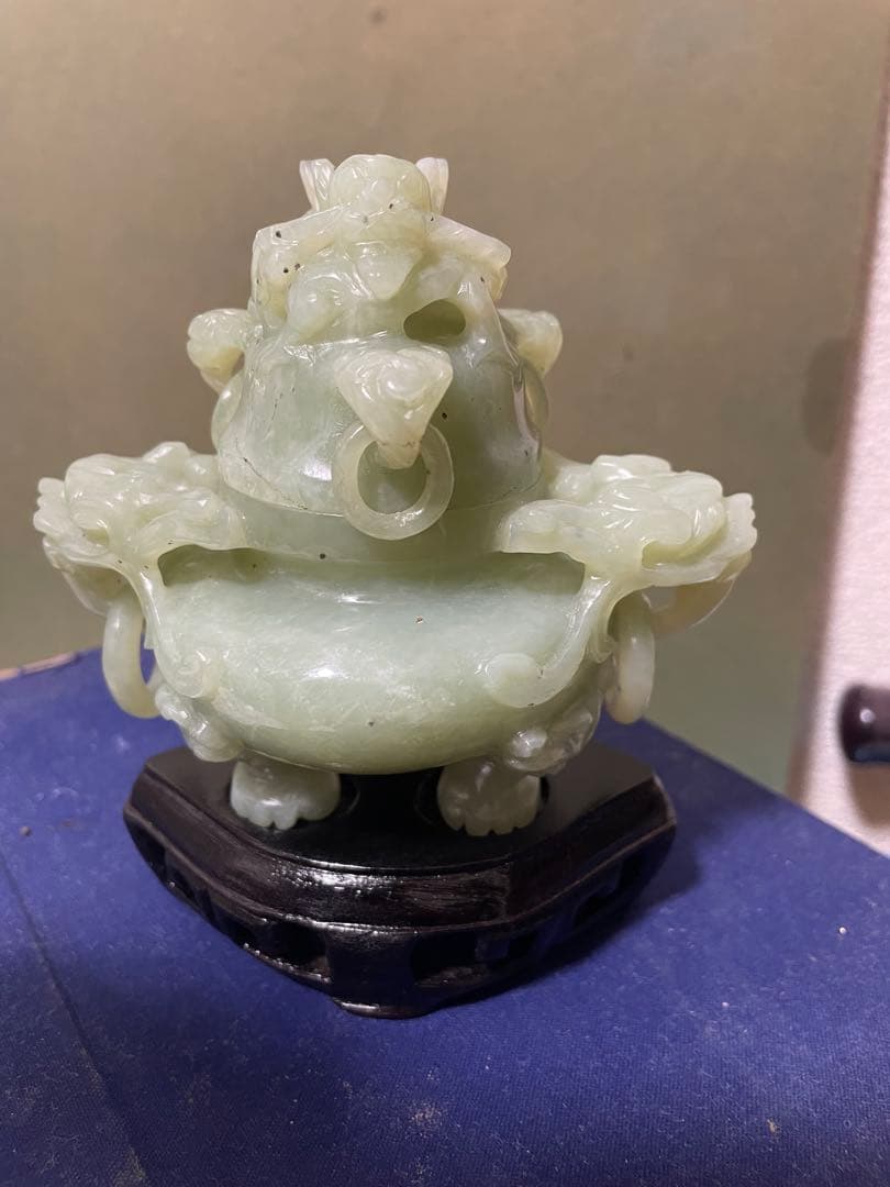 中国美術　玉石香炉　時代物　中国製