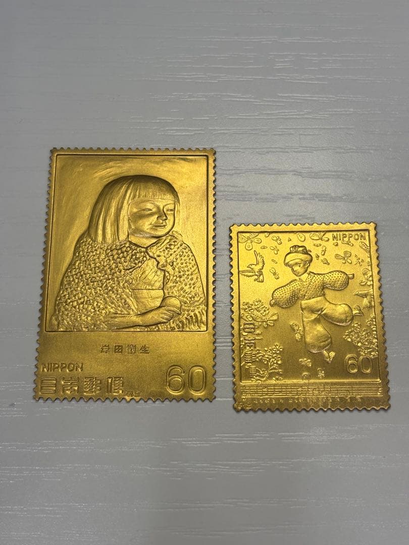 希少　松本徽章工業　純金　金属工芸品　8g 純金×純銅 切手　K24