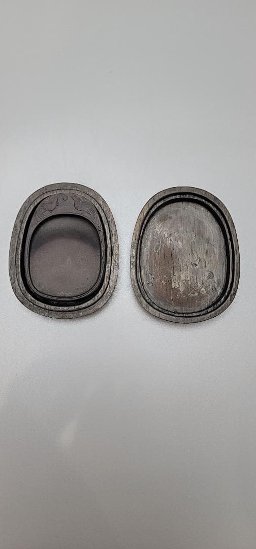 中国 楕円形 小硯 唐木 文房具