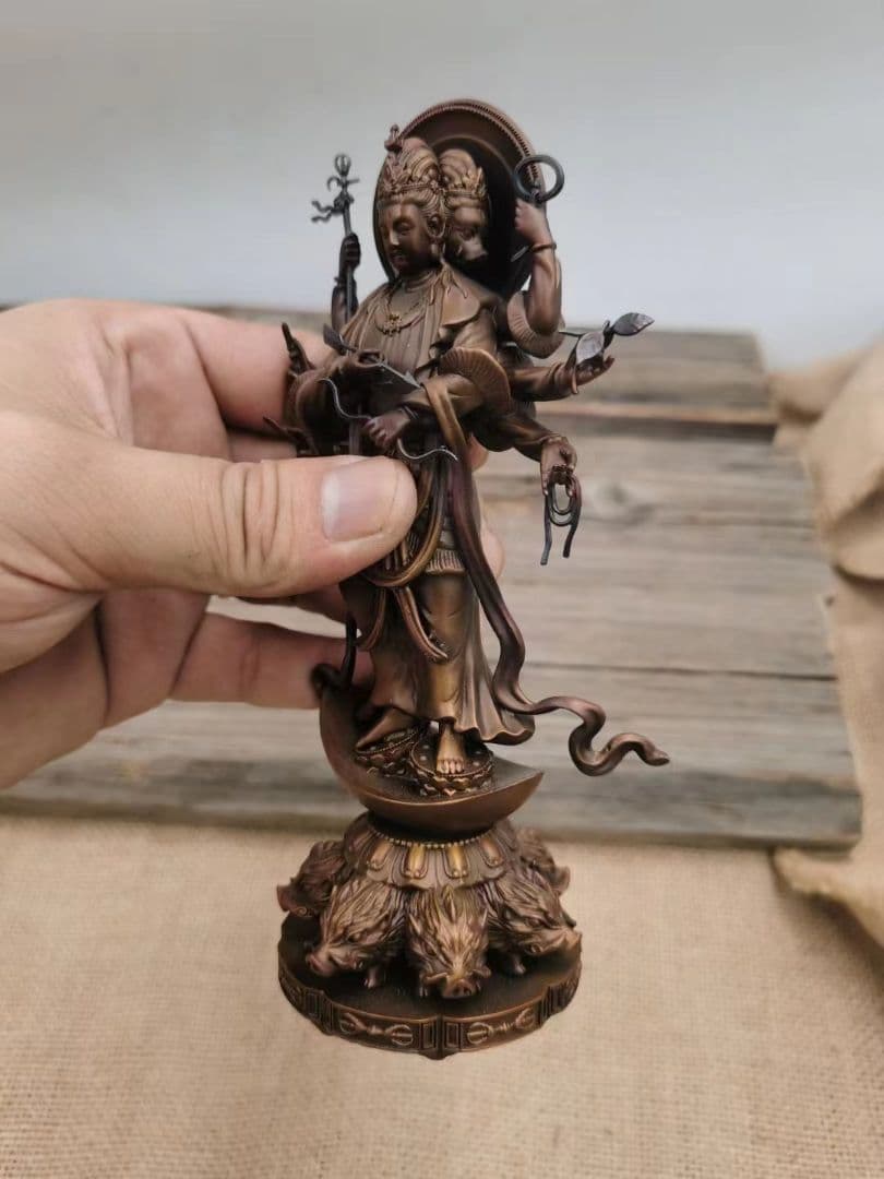 【修縁堂】精彫造像 摩利支天 ふるいにかける版 仏教法具 古美術品