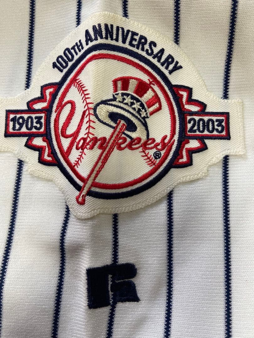 松井秀喜選手サイン入りニューヨーク・ヤンキースホームジャージ100周年パッチ付き