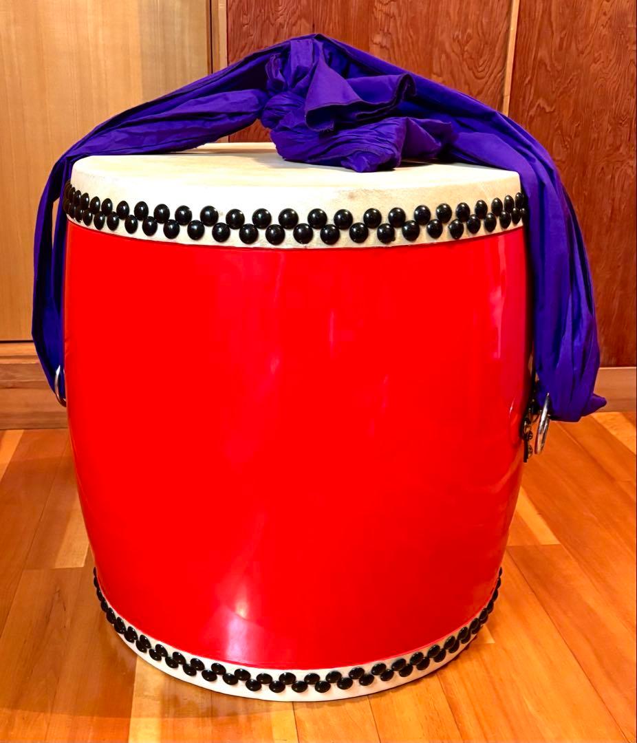 【美品】和太鼓 エイサー太鼓 44.5×49.0cm ケース/バチ付