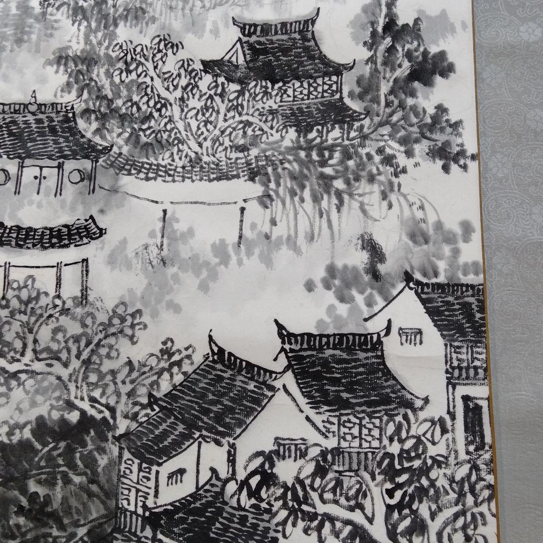 中国・上海・古寒山寺水墨画（掛軸）