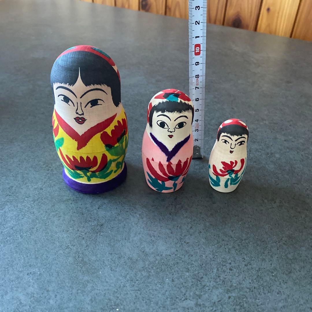 伝統こけし/肘折系こけし吉野誠二工人こけしマトリョーシカ3個組