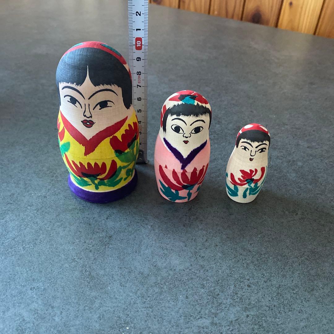 伝統こけし/肘折系こけし吉野誠二工人こけしマトリョーシカ3個組