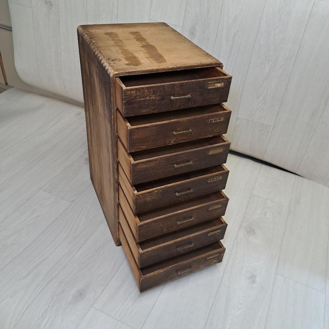 木製タンス 7段引き出し ダークブラウン　1