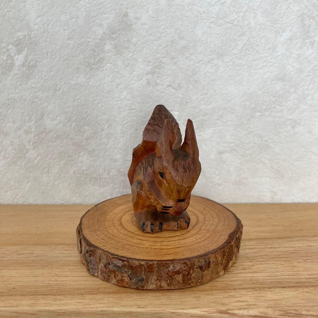 リス　木製　置物　人形　ドイツ　ヴィンテージ