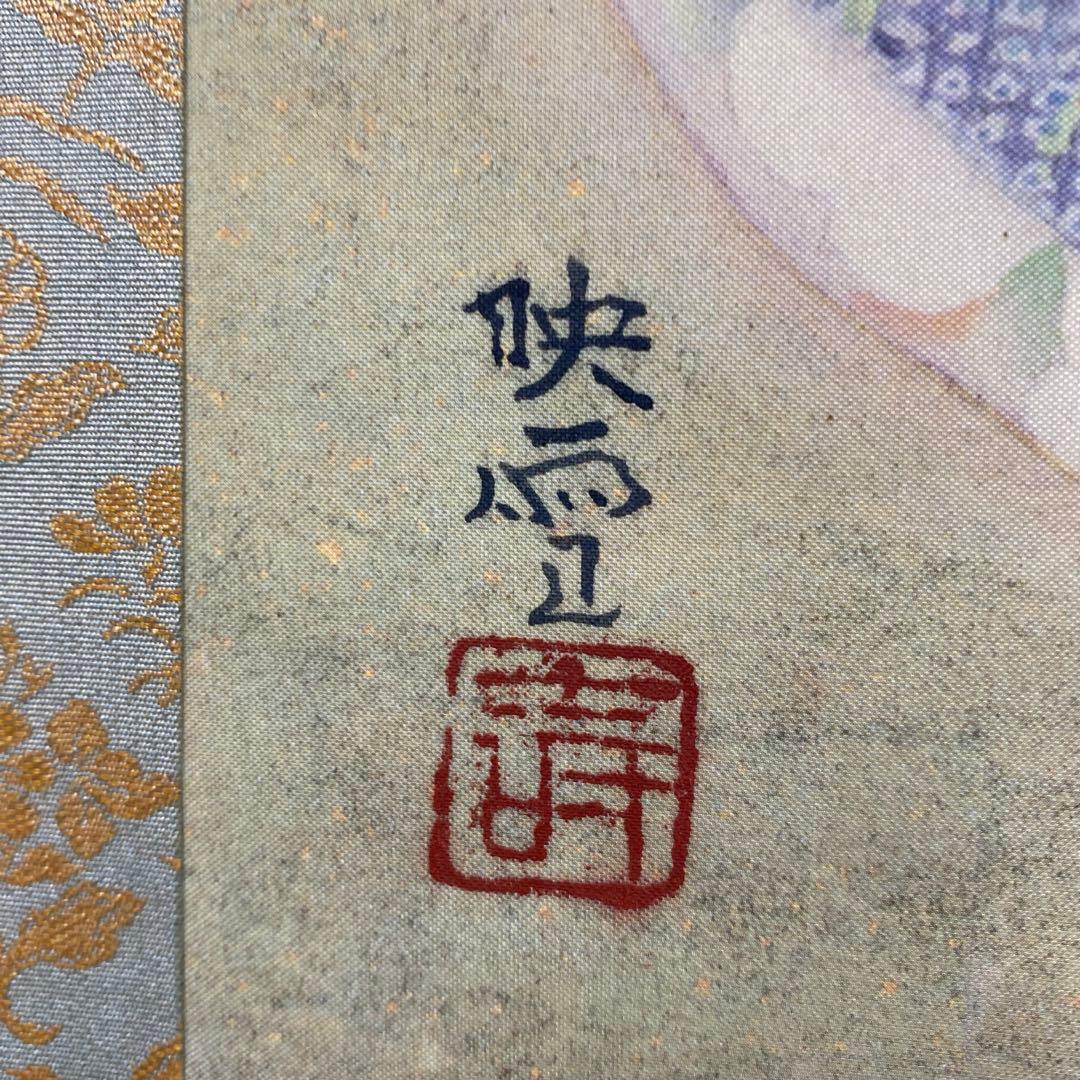 美品 掛け軸 日本画家 白鳥映雪筆「古城惜春」 桜 縁起物 美人画 おもてなし