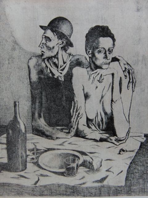 パブロ ピカソ(PABLO PICASSO)、【貧しい食事】、希少画集より
