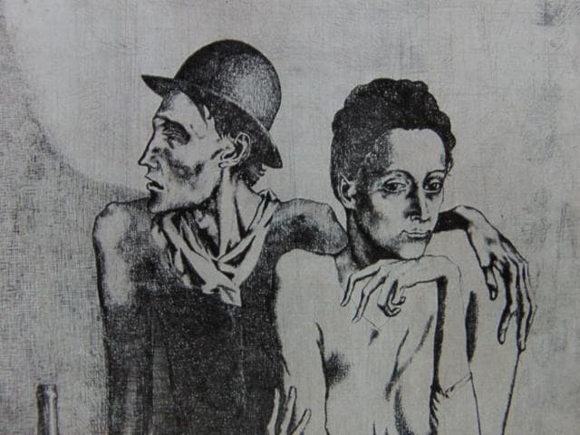 パブロ ピカソ(PABLO PICASSO)、【貧しい食事】、希少画集より