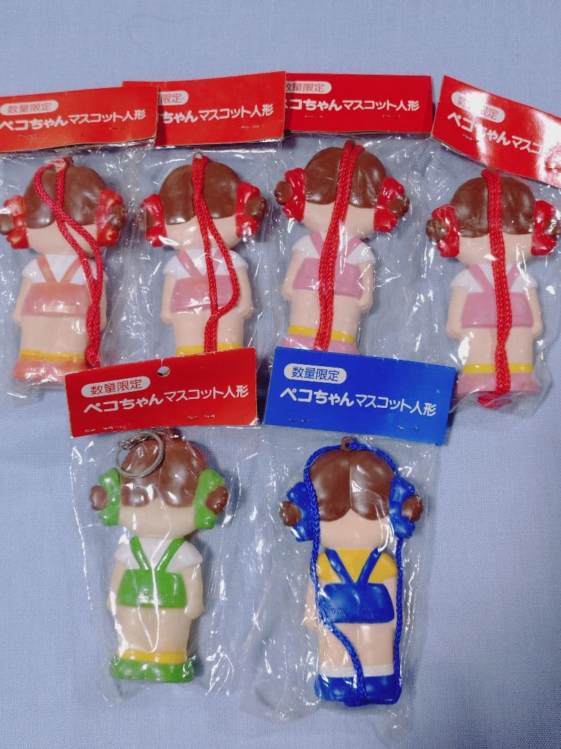 数量限定ペコちゃんマスコット人形☆6体まとめ売り☆レアなグリーンも☆年代物ソフビ
