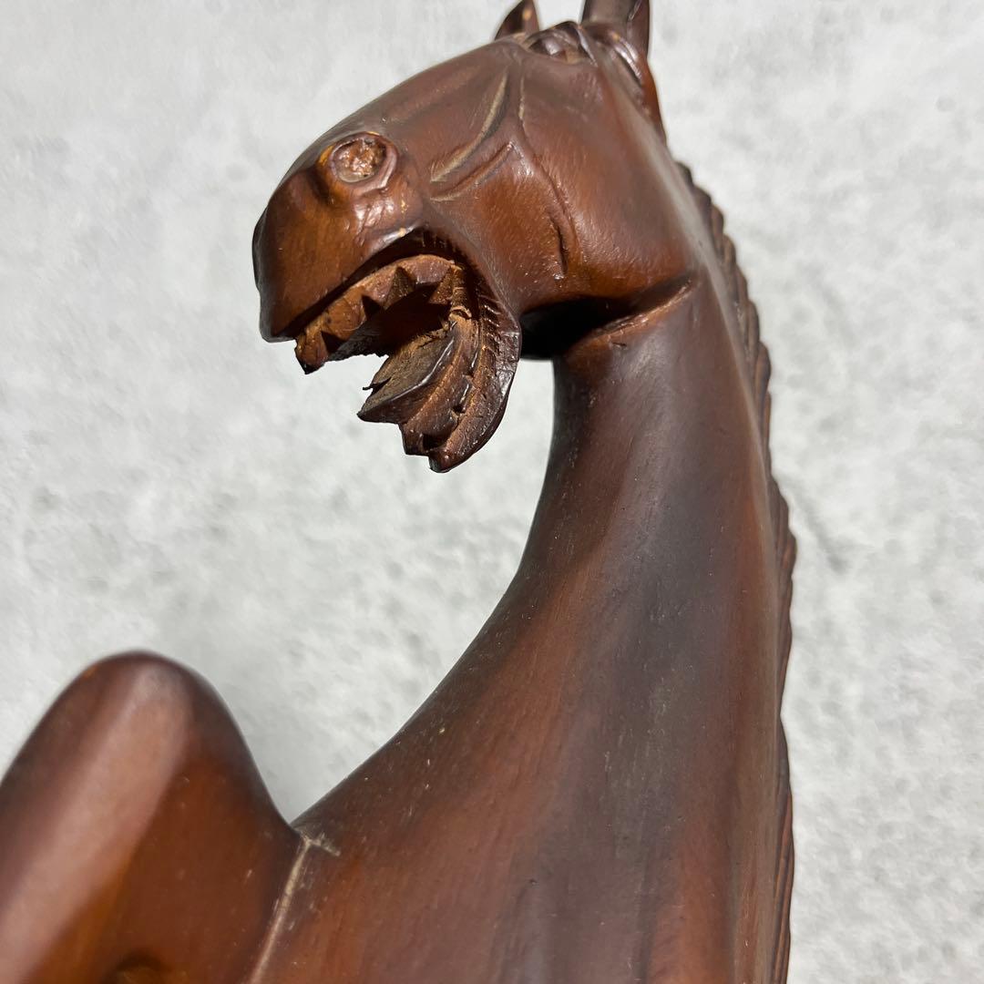 ヴィンテージ 木彫り 馬像 立ち馬 大型オブジェ インテリア 高さ45cm