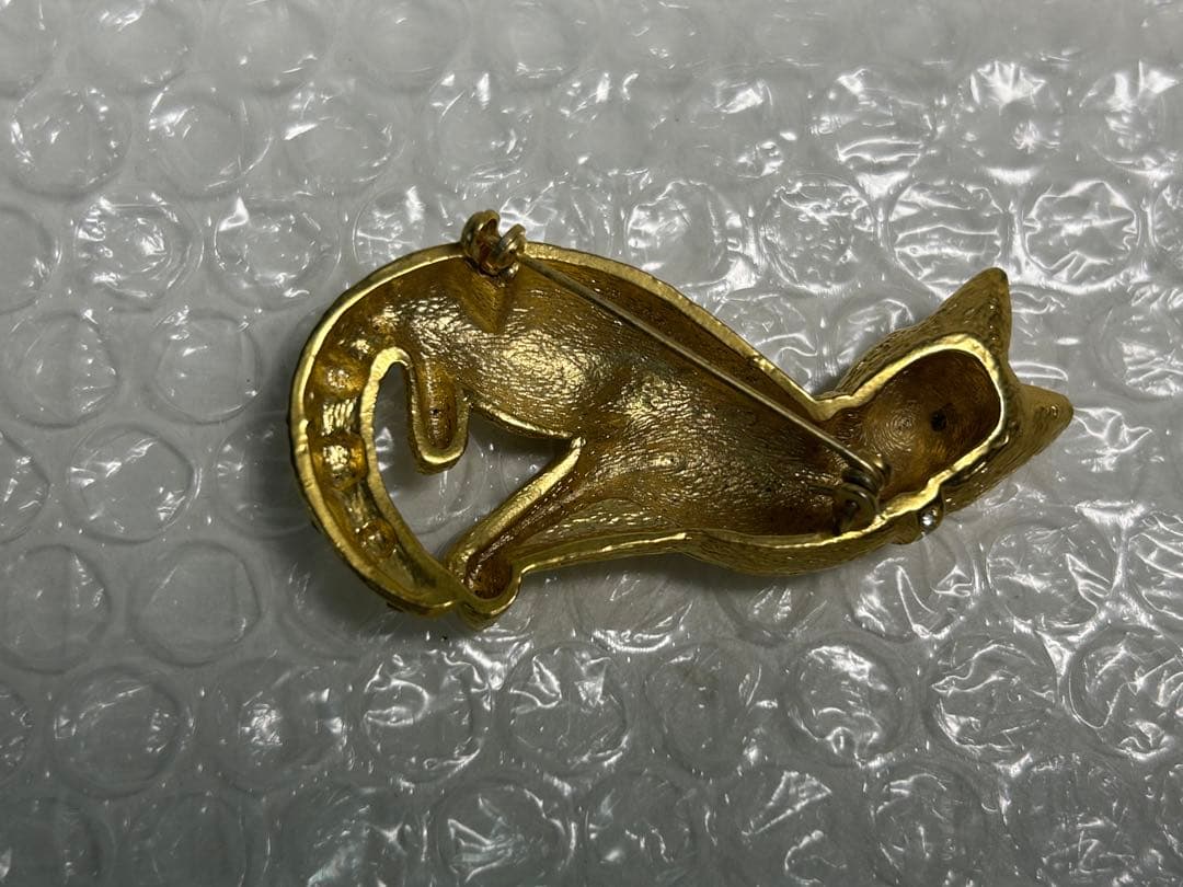 サインなしクリスタルラインストーン 子猫 ブローチピン