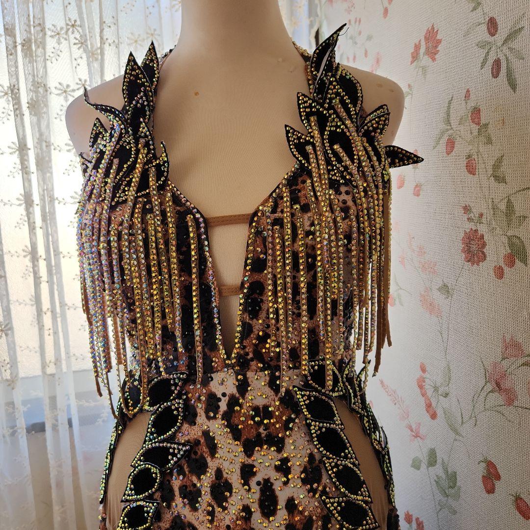 お値下げします！社交ダンス　ラテン　ＬからＬＬヒョウ柄 フレアダンスドレス