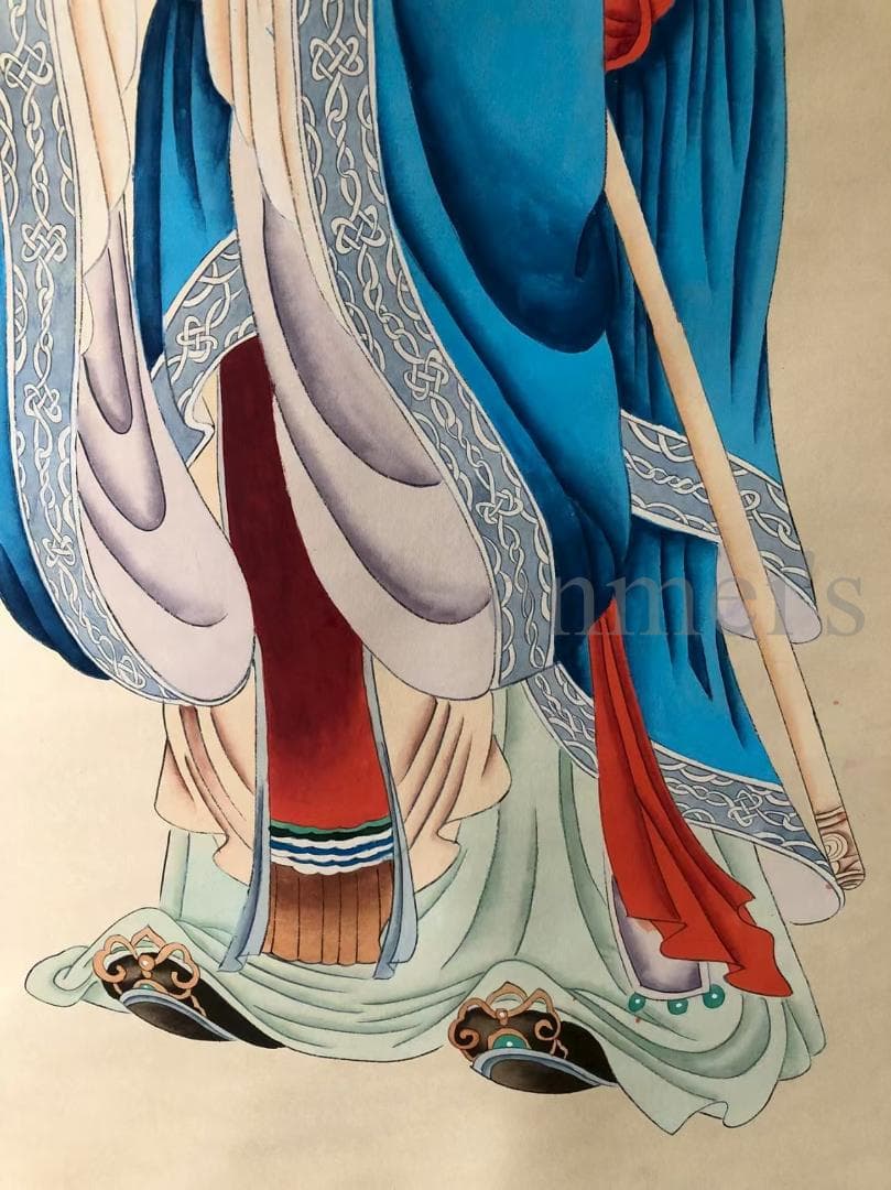 中国古美術・純手描き四尺人物掛軸・古代の賢者国画・黄山寿印款・茶道・賞物・肉筆