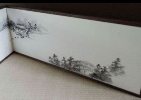 【未使用】お茶稽古　茶会　茶道具 風炉先 肉筆画 夏 水前寺公園 古今伝授の間