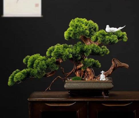 高級模造迎客松盆栽 置物 禅意迎客松盆栽装飾品人工観葉植物 インテリアグリーン