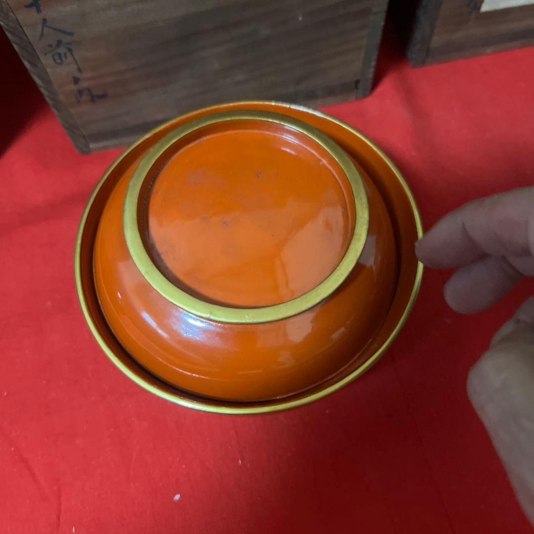 旧家蔵出　時代物 漆器 蒔絵 麦 黒 吸物椀 四箱