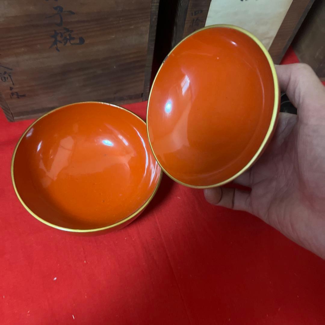 旧家蔵出　時代物 漆器 蒔絵 麦 黒 吸物椀 四箱