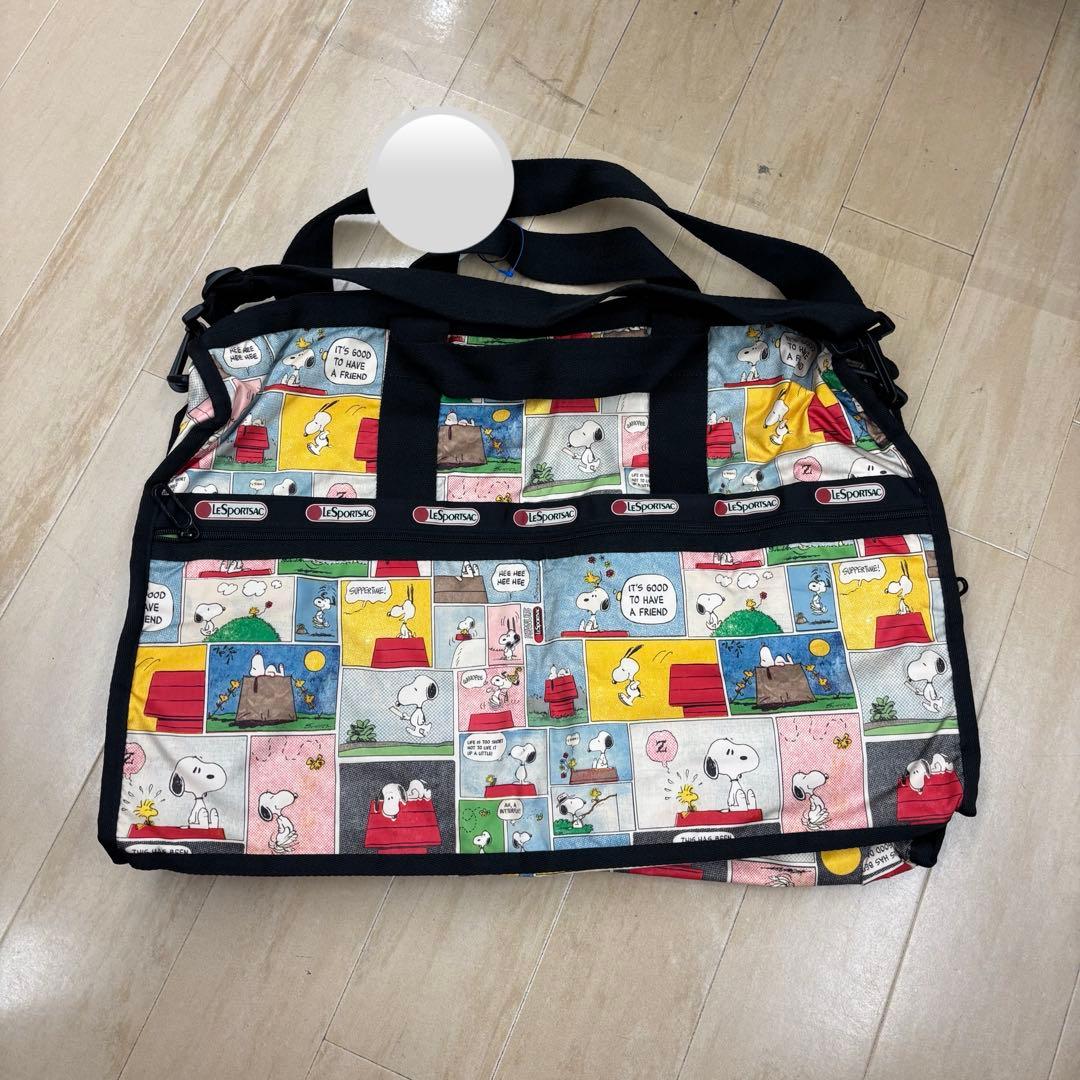 レスポートサック　ボストンバッグ　スヌーピー　アニメ　コミック柄　ピーナッツ
