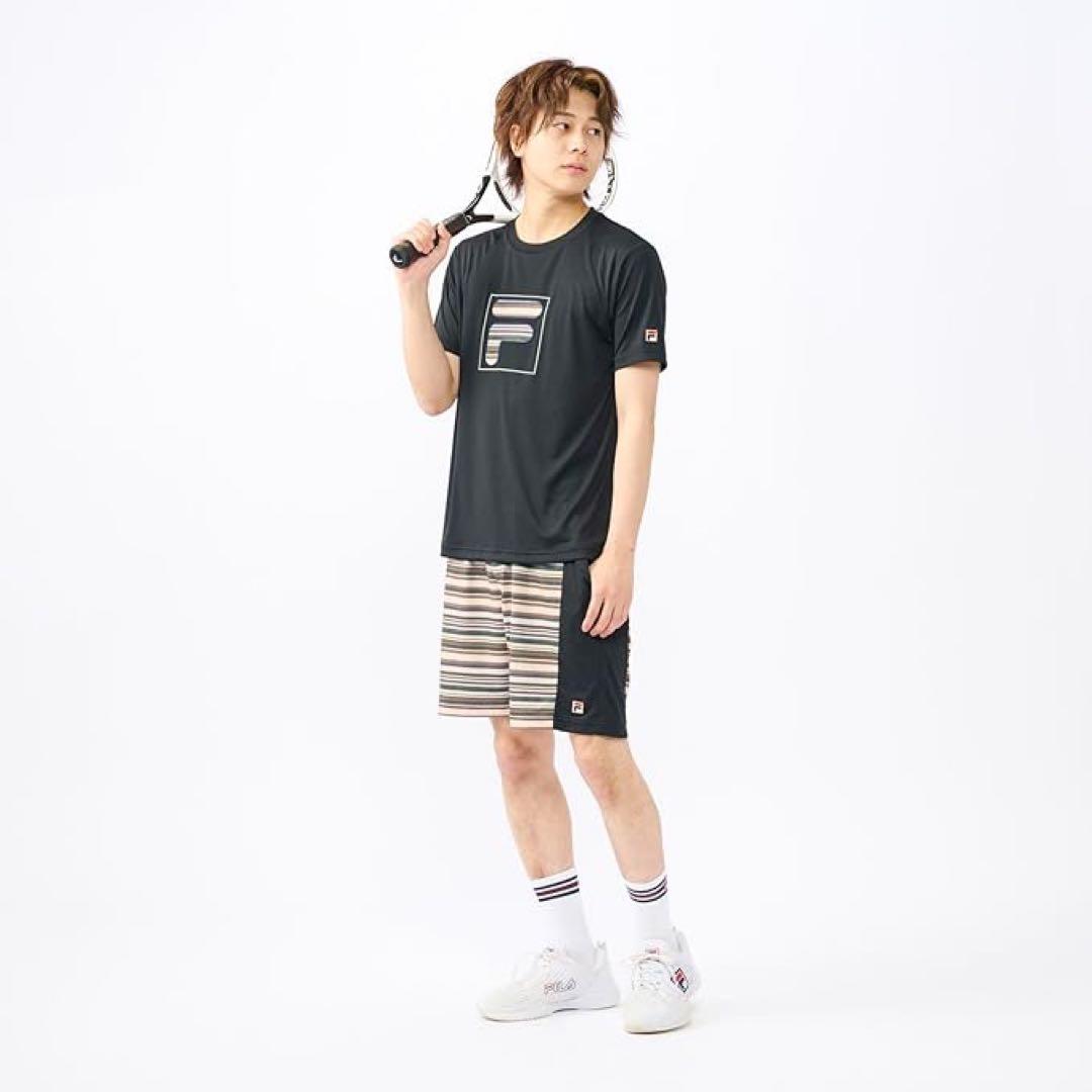 FILA フィラ テニスウェア 半袖Tシャツ VM5622ブラック メンズL新品