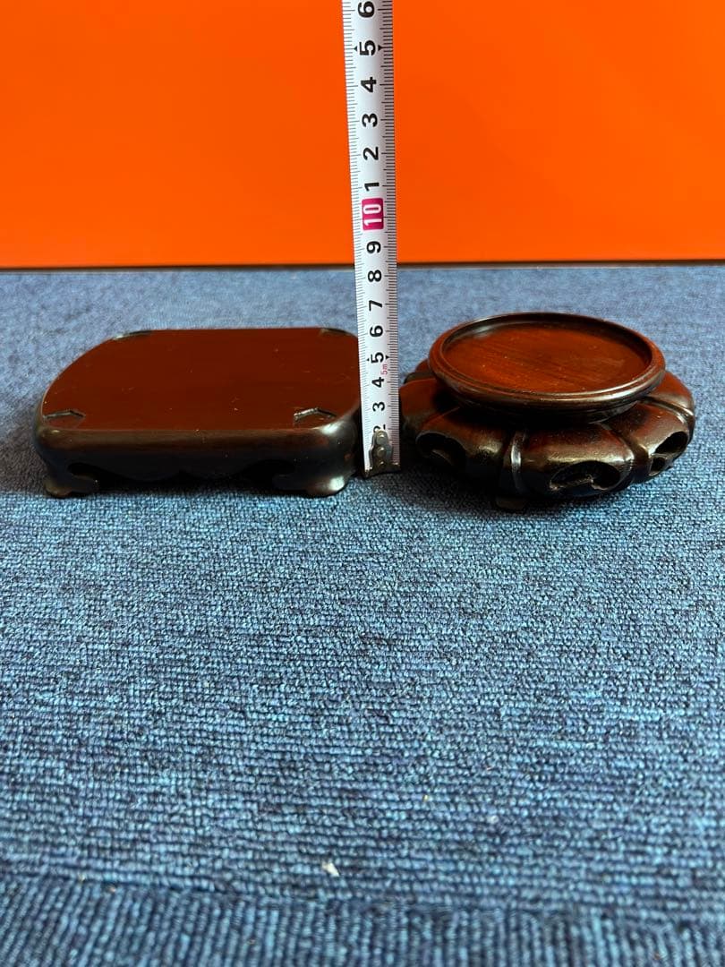 1065  中国美術　唐木花台　2客　香炉台　飾台　紫檀　盆栽台