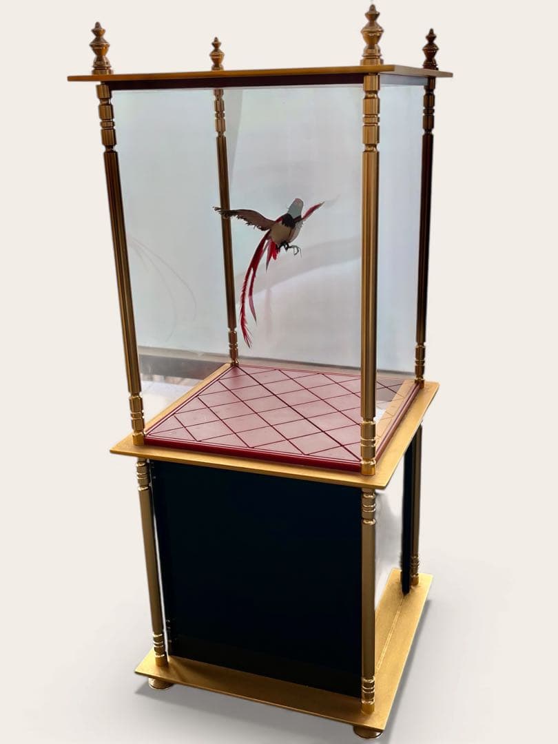 孔雀　置き物　時計付き　ガラスケース入り　昭和レトロ　飛行