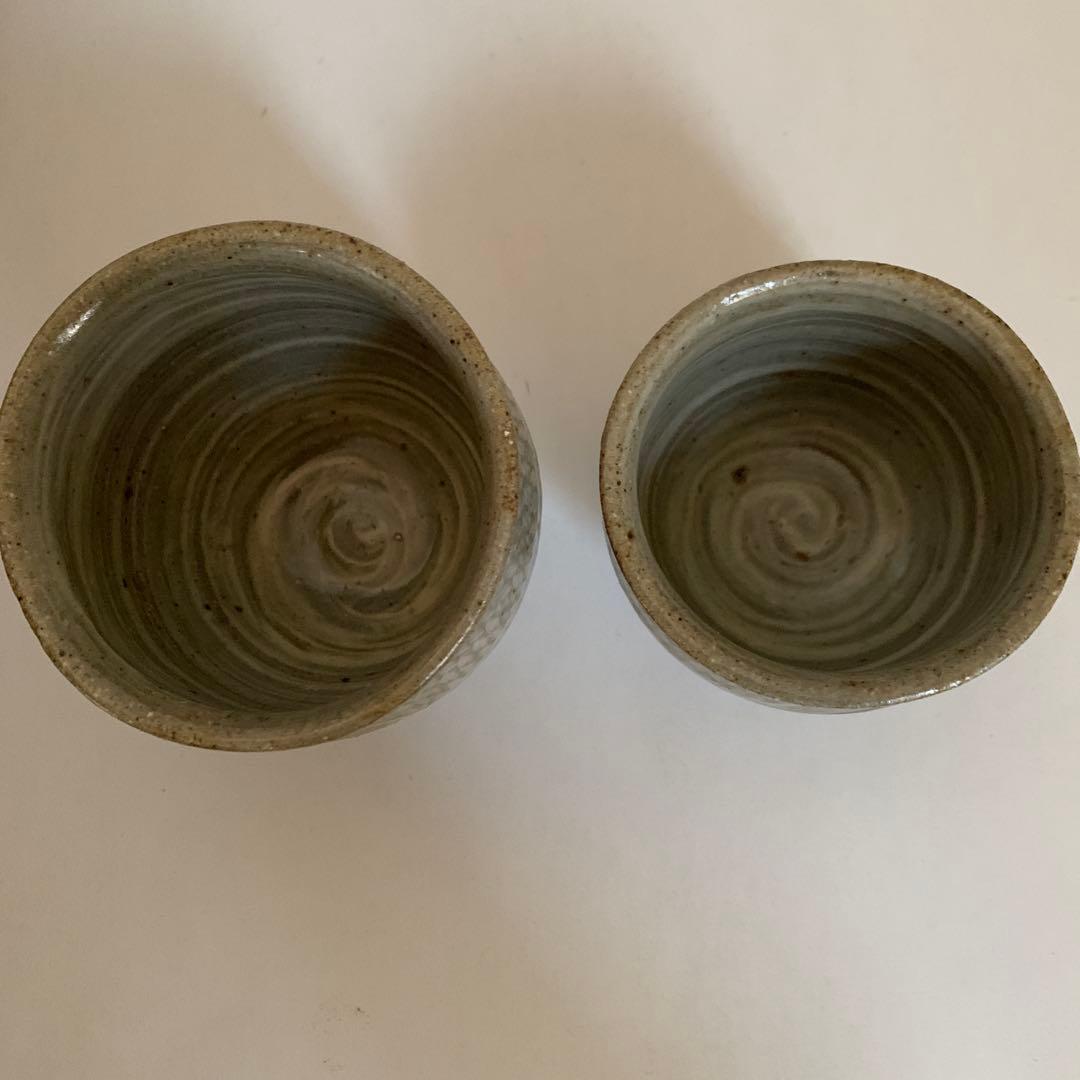 人間国宝　島岡達三 象嵌　夫婦湯呑