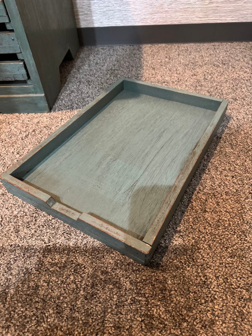 ビンテージ グリーン収納ボックス 木製10段引き出し レターケース 工具棚