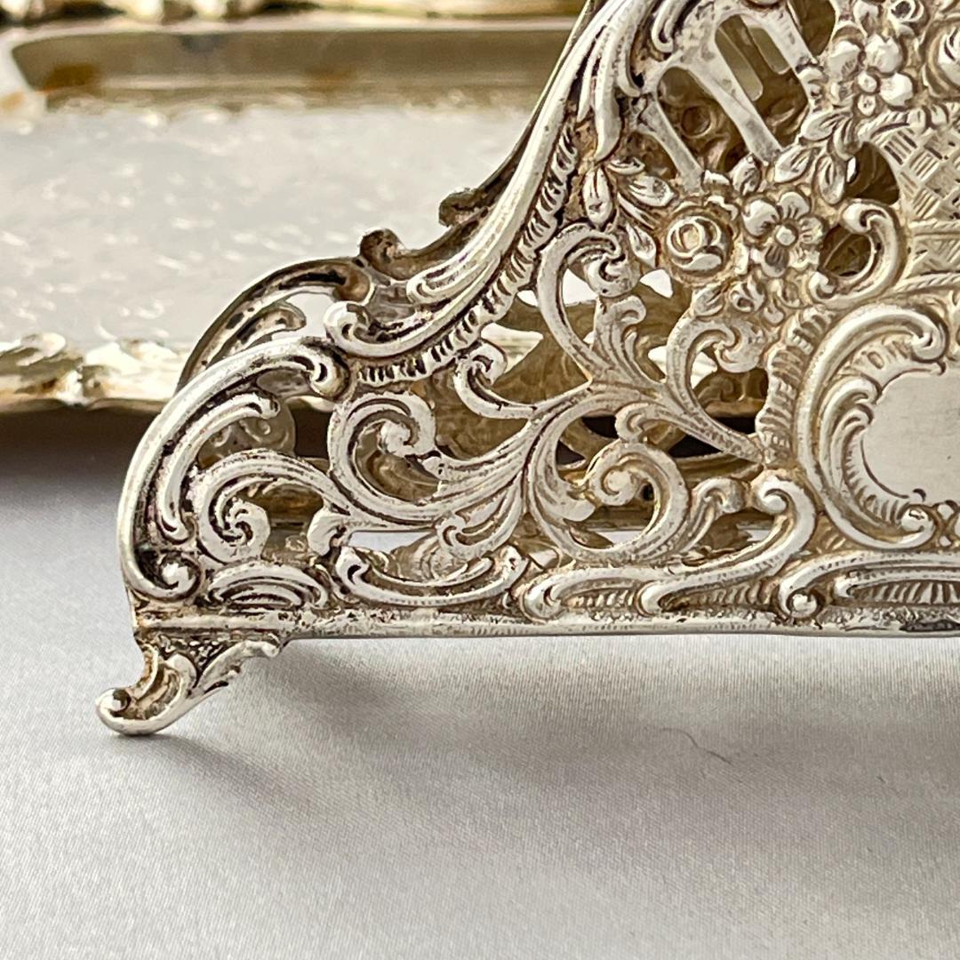 【ドイツ】 薔薇のナプキンホルダー / レターラック【純銀】12.5cm