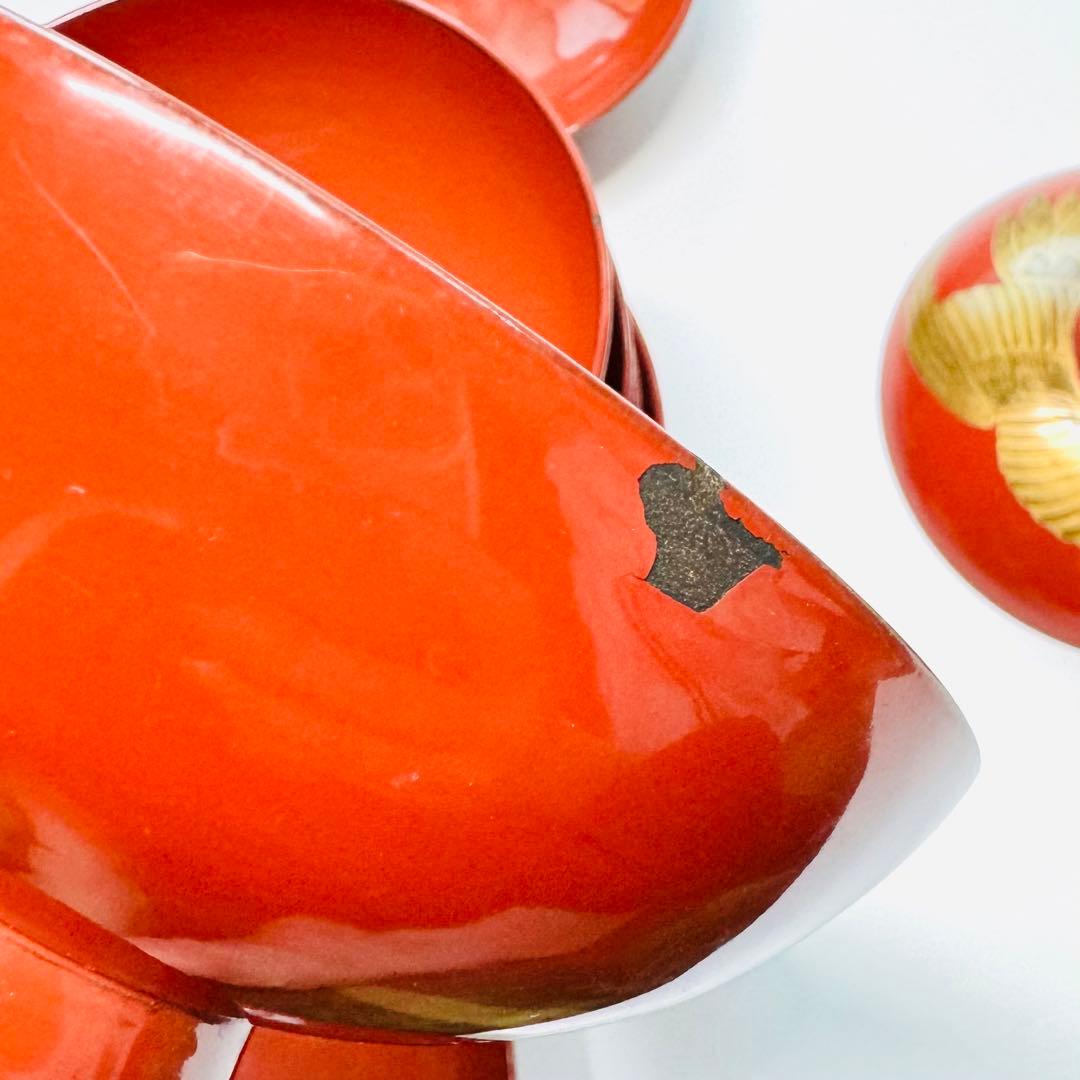 漆器輪島塗　蒔絵金彩細工鶴文　木製　蓋付椀　お煮物椀　吸物椀　10客　骨董品