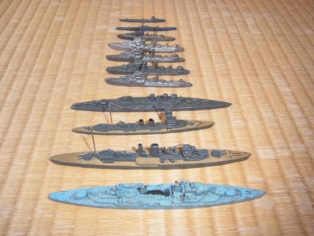 美品 1920年（大正時代）頃 希少 英国製◆メタルシップ（金属製船）軍艦11隻