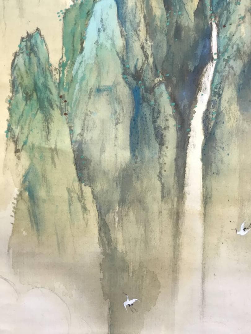 真作/貞翠/蓬莱山図/山水図/祝事山水図/掛軸/名家伝来/AE-163