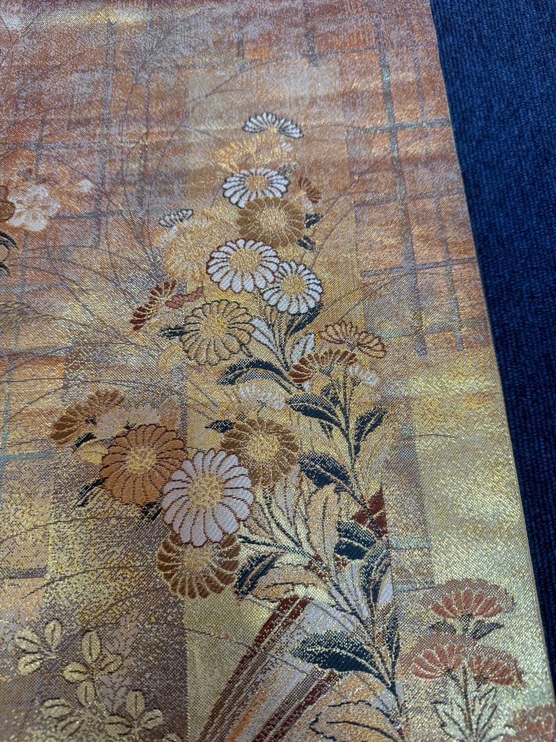 1925 袋帯 古代彫金紋  西陣織   金糸　高級上質上品　約440cm未使用