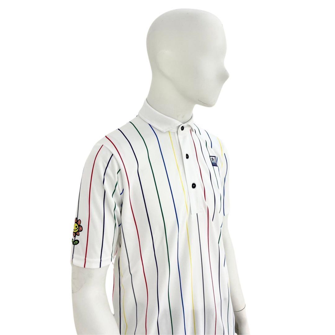 エリートグリップ　ラフウォーター　ポロシャツ　ストライプ　ホワイト　Lサイズ