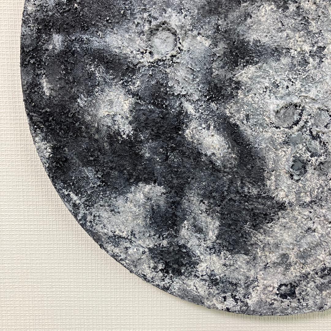 絵画　アクリル画　原画　月影　げつえい　テクスチャーアート　月　モノクロ　Ｓ.Ｉ