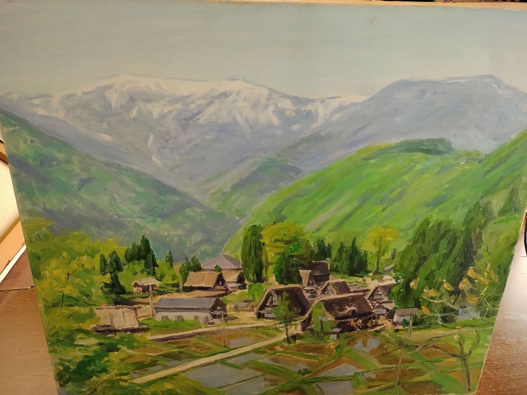 油彩画 ✨合掌作り✨山村風景 F10サイズ