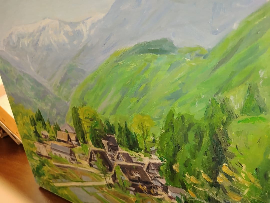 油彩画 ✨合掌作り✨山村風景 F10サイズ