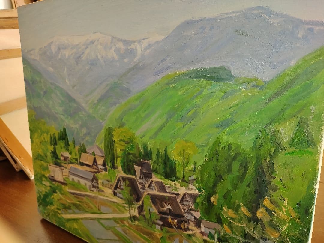 油彩画 ✨合掌作り✨山村風景 F10サイズ