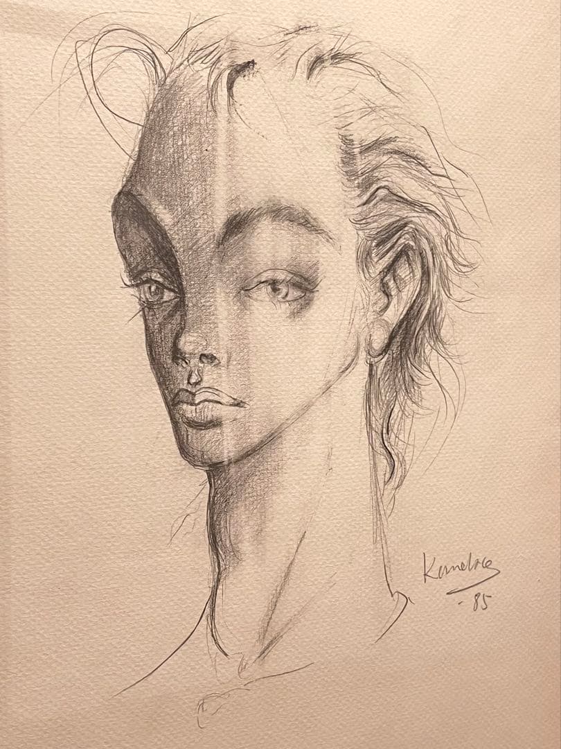 金子國義　ドローイング　青年　1985年