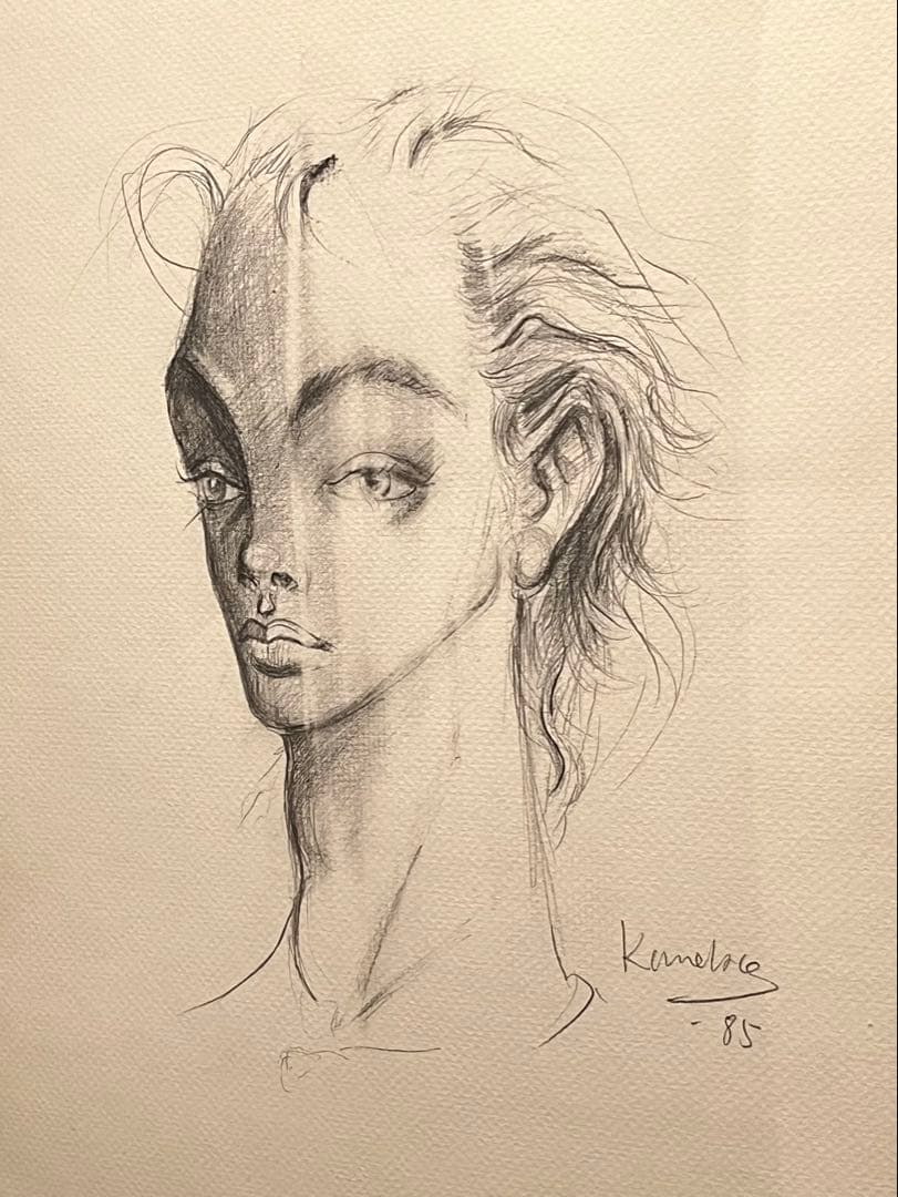 金子國義　ドローイング　青年　1985年