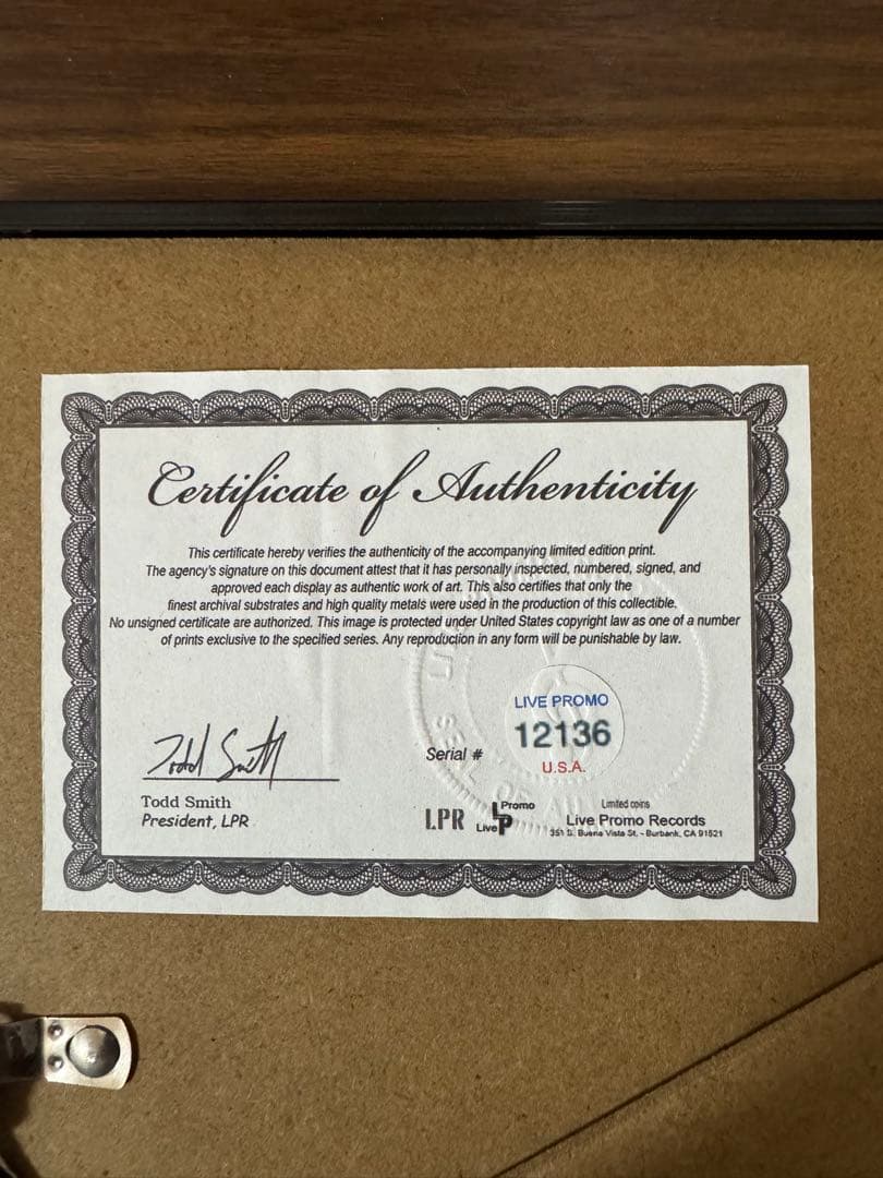 マイケル・ジャクソン フレーム入りサイン付き写真