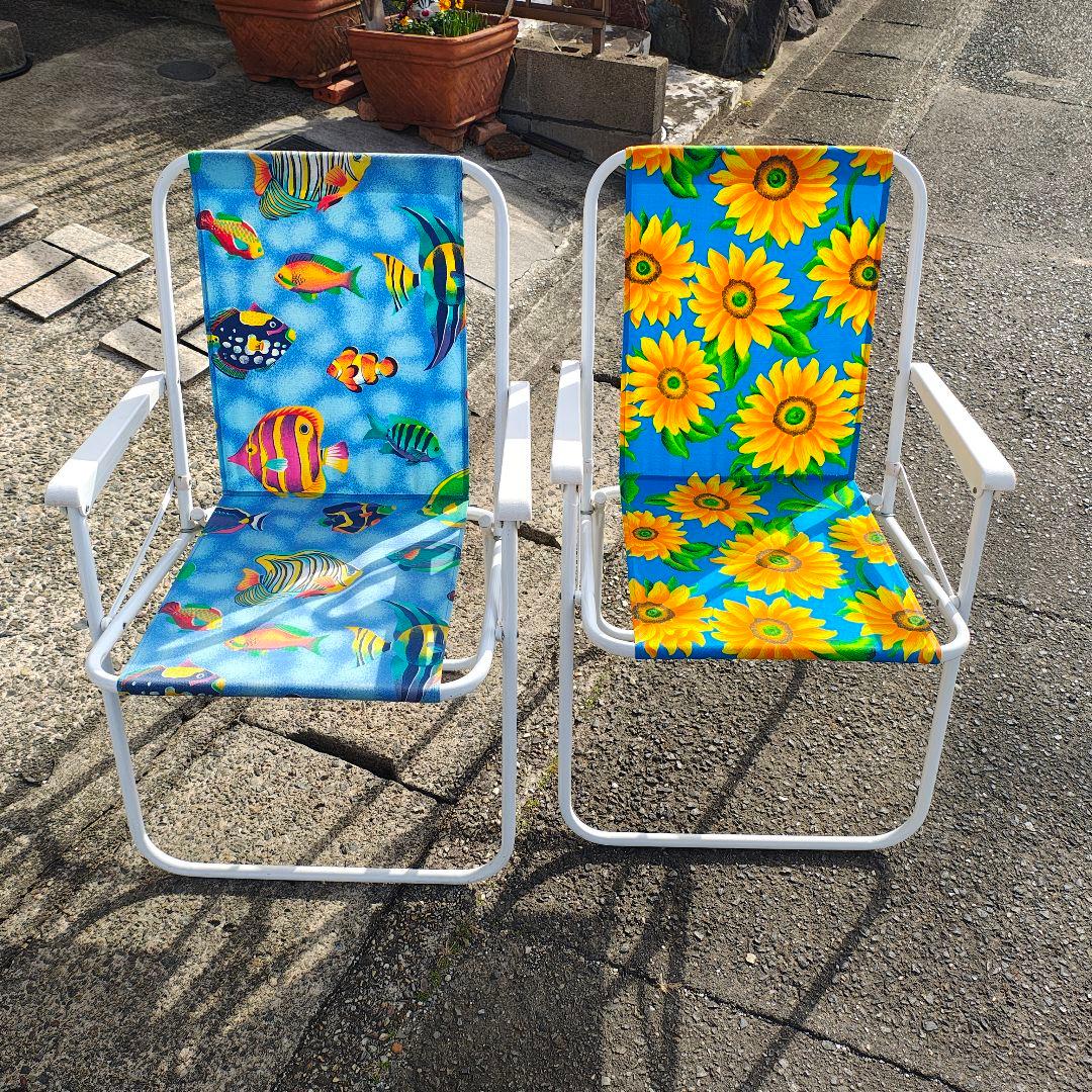 ※本日限定 24時まで※折りたたみ式アウトドアチェア 2脚セット 昭和レトロ