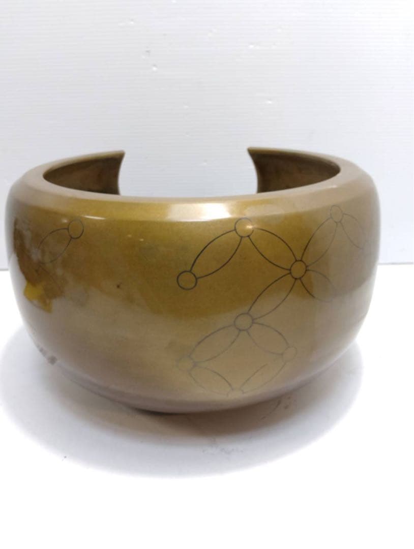 G2306​【極美品】茶道具 唐銅風炉 七宝地紋 釜師 大西宗扇　共箱 炭付