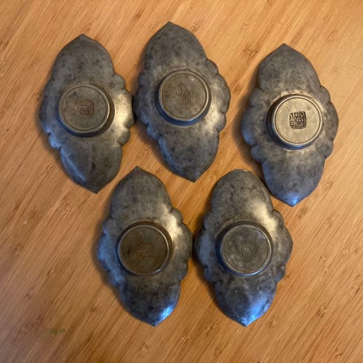 錫　茶托　5客　唐物　煎茶道具