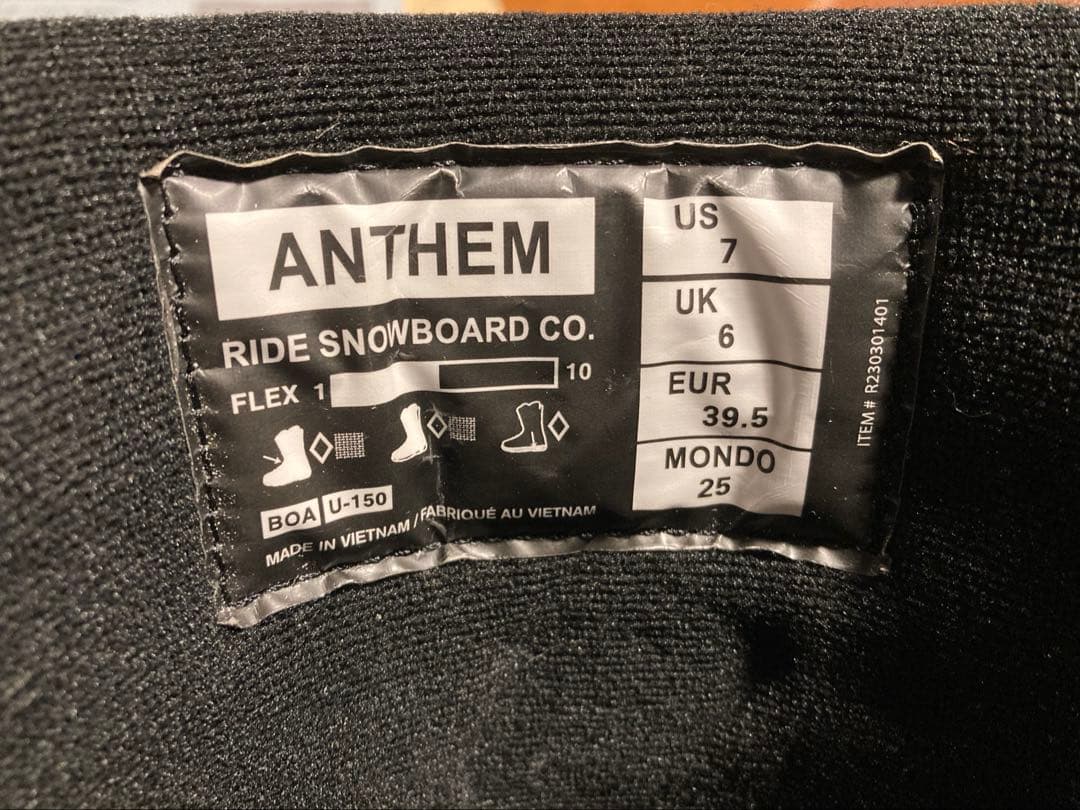 ANTHEM 23-24年モデル スノーボードブーツ ブラック RIDE25cm