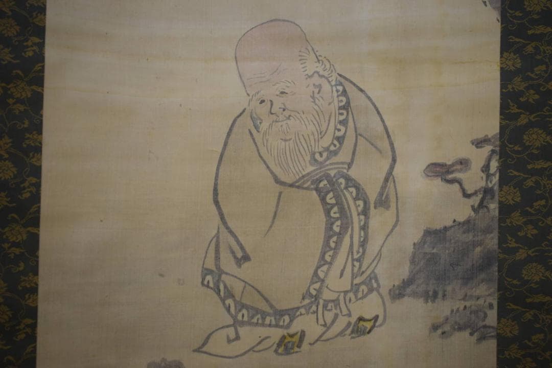 模写/松村呉春/寿老人図/布袋屋掛軸HF-485