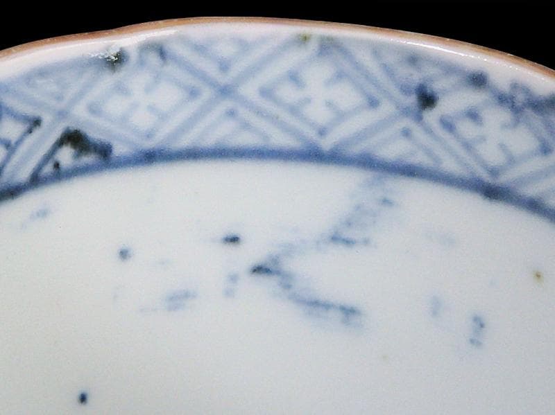 古伊万里　色絵　窓絵　薊に羊歯の図　蕎麦猪口　C221A-CZw