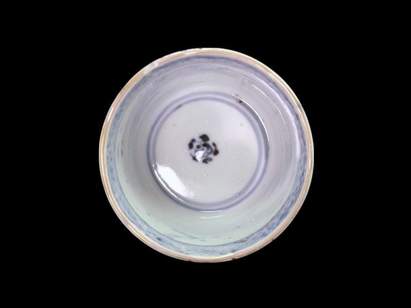 古伊万里　色絵　窓絵　薊に羊歯の図　蕎麦猪口　C221A-CZw